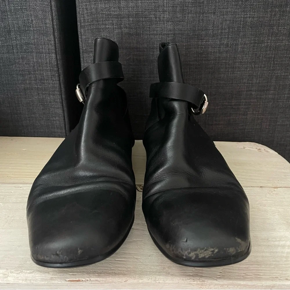 GUCCI MEN'S ANKLE BOOT WITH BUCKLE BLACK NOIR Size 9.5 D